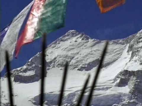 
Prayer Flags and Puja Sticks at Pangpema Frame Kangchenjunga North Face Summit Area - Their Home Is Below Kangchenjunga DVD
